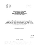 nghiên cứu qui trình công nghệ phân lập, làm sạch và bảo quản một số giống tảo có giá trị kinh tế cao phục vụ nghề nuôi trồng thuỷ sản