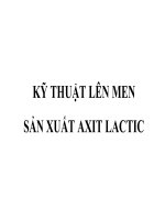kỹ thuật lên men sản xuất axit lactic