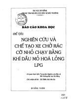 Nghiên cứu và chế tạo xe chở rác cỡ nhỏ chạy bằng khí dầu mỏ hoá lỏng LPG
