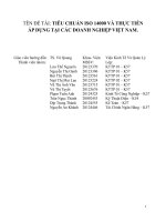 TIÊU CHUẨN ISO 14000 VÀ THỰC TIỄN ÁP DỤNG TẠI CÁC DOANH NGHIỆP VIỆT NAM