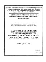 Đào tạo tuyển chọn và sử dụng nhân tài trong lịch sử phát triển của Thăng Long Hà Nội