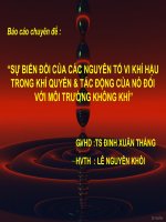 SỰ BIẾN ĐỔI CỦA CÁC NGUYÊN TỐ VI KHÍ HẬU TRONG KHÍ QUYỂN & TÁC ĐỘNG CỦA NÓ ĐỐI VỚI MÔI TRƯỜNG KHÔNG KHÍ