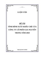 Luận văn Đề tài Tình hình xuất khẩu chè của Công ty Cổ phần Gia Nguyễn trong năm 2010