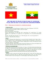 giới thiệu một số vấn đề cơ bản về kinh tế, thương mại và các lĩnh vực đầu tư của cộng hoà liên bang myanmar