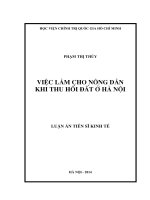 Việc làm cho nông dân khi thu hồi đất ở hà nội