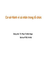 bài giảng cơ sở hành vi cá nhân trong tổ chức - ts. phạm thị bích ngọc