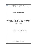 đóng góp của phụ nữ bến tre trong kháng chiến chống mĩ cứu nước (1954 – 1975)
