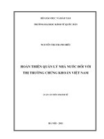 Hoàn thiện quản lý nhà nước đối với thị trường chứng khoán