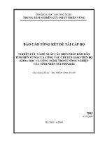 nghiên cứu và đề xuất các biện pháp đảm bảo tính bền vững của công tác chuyển giao tiến bộ khoa học và công nghệ trong nông nghiệp các tỉnh miền núi phía bắc