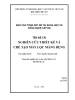 Nghiên cứu thiết kế và chế tạo máy lọc màng bụng