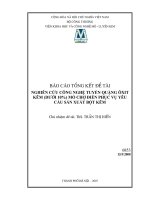 Nguyên cứu công nghệ tuyển quặng ôxit kẽm (dưới 10 phần trăm) mỏ chợ điền phục vụ yêu cầu sản xuất bột kẽm