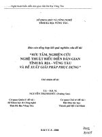 Sưu tầm  nghiên cứu nghệ thuật biểu diễn dân gian tỉnh bà rịa vũng tàu, đề xuất giải pháp phục dựng