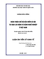 Luận án tiến sĩ kinh tế hoàn thiện chế độ bảo hiểm xã hội tai nạn lao động và bệnh nghề nghiệp ở việt nam