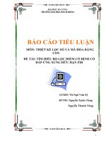 BÁO CÁO TIỂU LUẬN   MÔN: THIẾT KẾ LỌC SỐ VÀ MÃ HÓA BĂNG   CON  ĐỀ TÀI: TÌM HIỂU BỘ LỌC ĐIỂM CỐ ĐỊNH CÓ   ĐÁP ỨNG XUNG HỮU HẠN FIR