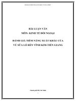 Bài luận văn Đề tài Đánh giá tiềm năng xuất khẩu của vú sữa lò rèn Vĩnh Kinh  - Tiền Giang  - môn kinh tế đối ngoại