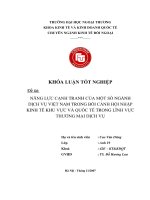 Năng lực cạnh tranh của một số ngành dịch vụ việt nam trong bối cảnh hội nhập kinh tế khu vực và quốc tế trong lĩnh vực thương mại dịch vụ
