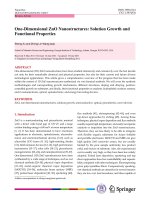 one-dimensional zno nanostructures solution growth and