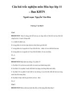 Câu hỏi trắc nghiệm môn hóa học lớp 11 ban KHTN