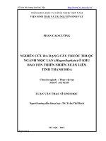Nghiên cứu đa dạng cây thuốc thuộc ngành mộc lan (magnoliophyta) ở khu bảo tồn thiên nhiên xuân liên, tỉnh thanh hóa