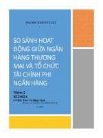 SO SÁNH HOẠT ĐỘNG GIỮA NGÂN HÀNG THƯƠNG MẠI VÀ tổ CHỨC TÀI CHÍNH PHI NGÂN HÀNG