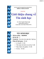 Bài giảng Tin sinh học: Chương 1 - ThS. Nguyễn Thành Luân