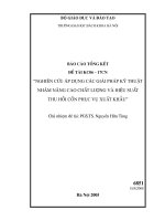 Nghiên cứu áp dụng các giải pháp kỹ thuật nhằm nâng cao chất lượng và hiệu suất thu hồi cồn phục vụ xuất khẩu