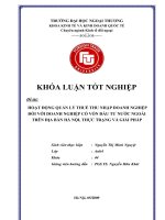 Hoạt động quản lý thuế thu nhập doanh nghiệp đối với doanh nghiệp có vốn đầu tư nước ngoài trên địa bàn hà nội   thực trạng và giải pháp