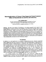 hydrodealkylation of toluene using supported nickel catalysts- effect of molybdenum on activity and selectivity
