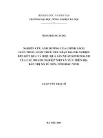 nghiên cứu ảnh hưởng của chính sách giãn thuế, giảm thuế thu nhập doanh nghiệp đến kết quả và hiệu quả sản xuất kinh doanh của các doanh nghiệp nhỏ và vừa trên địa bàn thị xã từ sơn, tỉnh bắc ninh