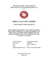 Hoạt động phân phối và xúc tiến bán hàng qua mạng internet của một số website tại Việt Nam và bài học kinh nghiệm cho các doanh nghiệp cung cấp sản phẩm may mặc và dịch vụ ăn uống