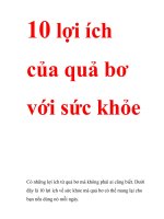 Những công dụng tuyệt vời của quả bơ, những món ăn ngon và những kinh nghiệm làm thuốc trị bệnh từ quả bơ.