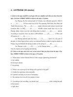 Đề thi anh văn hoàn hảo có đáp án