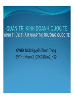Thuyết trình quản trị kinh doanh quốc tế hình thức thâm nhập thị trường quốc tế
