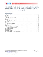 BỘ CÂU HỎI ÔN THI CHỨNG CHỈ THUẾ