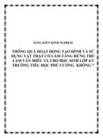 Thông qua hoạt động tạo hình và sử dụng vật thật có làm tăng hứng thú làm văn miêu tả cho học sinh lớp 4 trường tiểu học Phú Cường không ?