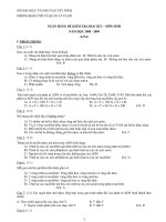 NGÂN HÀNG ĐỀ KIỂM TRA HỌC KÌ I – MÔN SINH NĂM HỌC 2008 - 2009 pot