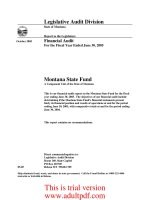 Legislative Audit Division State of Montana Report to the Legislature October 2005 Financial_part1 ppt