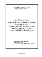 Một vài giải pháp quản lý nhằm nâng cao chất lượng giáo dục đạo đức học sinh trong trường Trung học phổ thông số 3 Văn Bàn