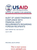 AUDIT OF USAID/TANZANIA COMPLIANCE WITH FINANCIAL AUDIT REQUIREMENTS REGARDING FOREIGN RECIPIENTS_part1 pdf