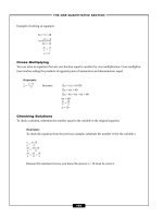 – THE GRE QUANTITATIVE SECTION – Example of solving an equation: 3x + 5 = 20 –5 = –5 3x = pot
