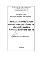 Khóa luận tìm hiểu các hướng tiếp cận bài toán phân loại văn bản và xây dựng phần mềm phân loại tin tức báo điện tử
