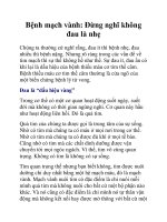 Bệnh mạch vành: Ðừng nghĩ không đau là nhẹ doc