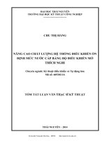 Nâng cao chất lượng hệ thống điều khiển ổn định mức nước cấp bằng bộ điều khiển mờ thích nghi