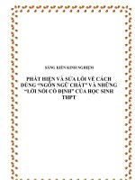 Phát hiện và sửa lỗi về cách dùng “ngôn ngữ chát” và những “lời nói cố định” của học sinh Trung học phổ thông
