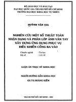 Nghiên cứu một số thuật toán nhận dạng và phân lớp ảnh vân tay xây dựng ứng dụng phục vụ điều khiển cổng ra vào