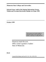 Minnesota State Colleges and Universities Selected Scope Audit of the Student Information System Tuition and Accounts Receivable Module as of June 1999_part1 pdf