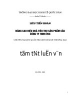 Tóm tắt luận văn nâng cao hiệu quả tiêu thụ sản phẩm của công ty TNHH VKX