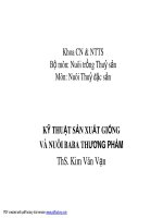 Bài giảng môn nuôi thủy sản đặc sản: Kỹ thuật sản xuất giống và nuôi Basa thương phẩm docx