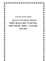 Quản lý sử dụng trang thiết bị dạy học ở trường Trung học phổ thông Phước Thiền  Năm học 2012 – 2013