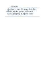 quy định việc đăng ký khai thác nước dưới đất mẫu hồ sơ cấp  gia hạn điều chỉnh cấp lại giấy phép tài nguyên nước